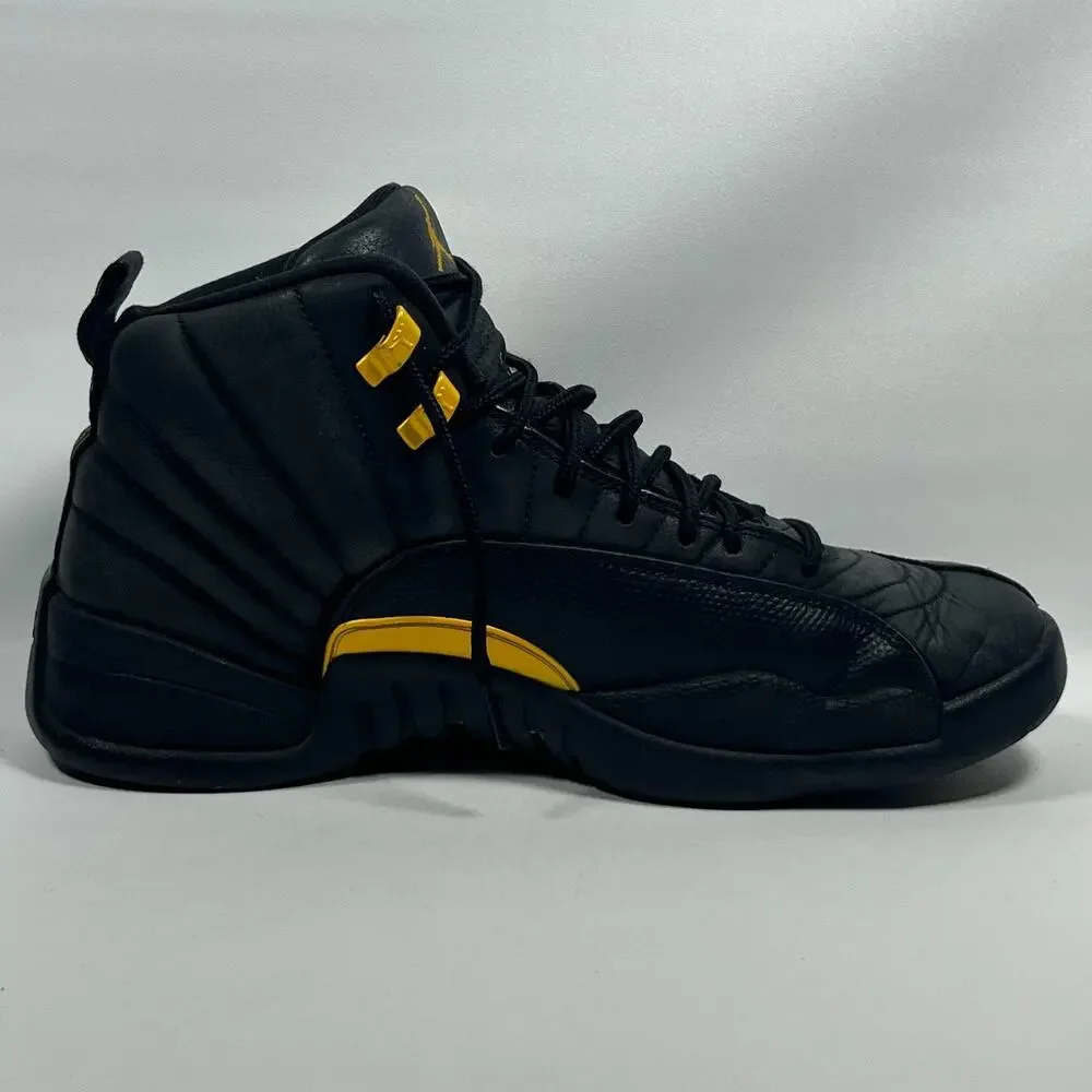 NIKE Air Jordan 12 Sneakers Mens 11.5 Retro Black Taxi Leather CT8013-071 Black